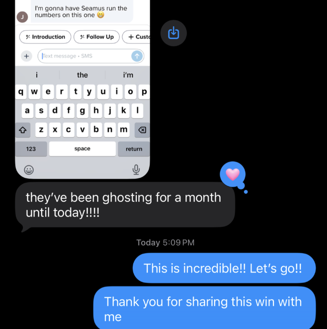 Agent text about reengaging a ghosting lead